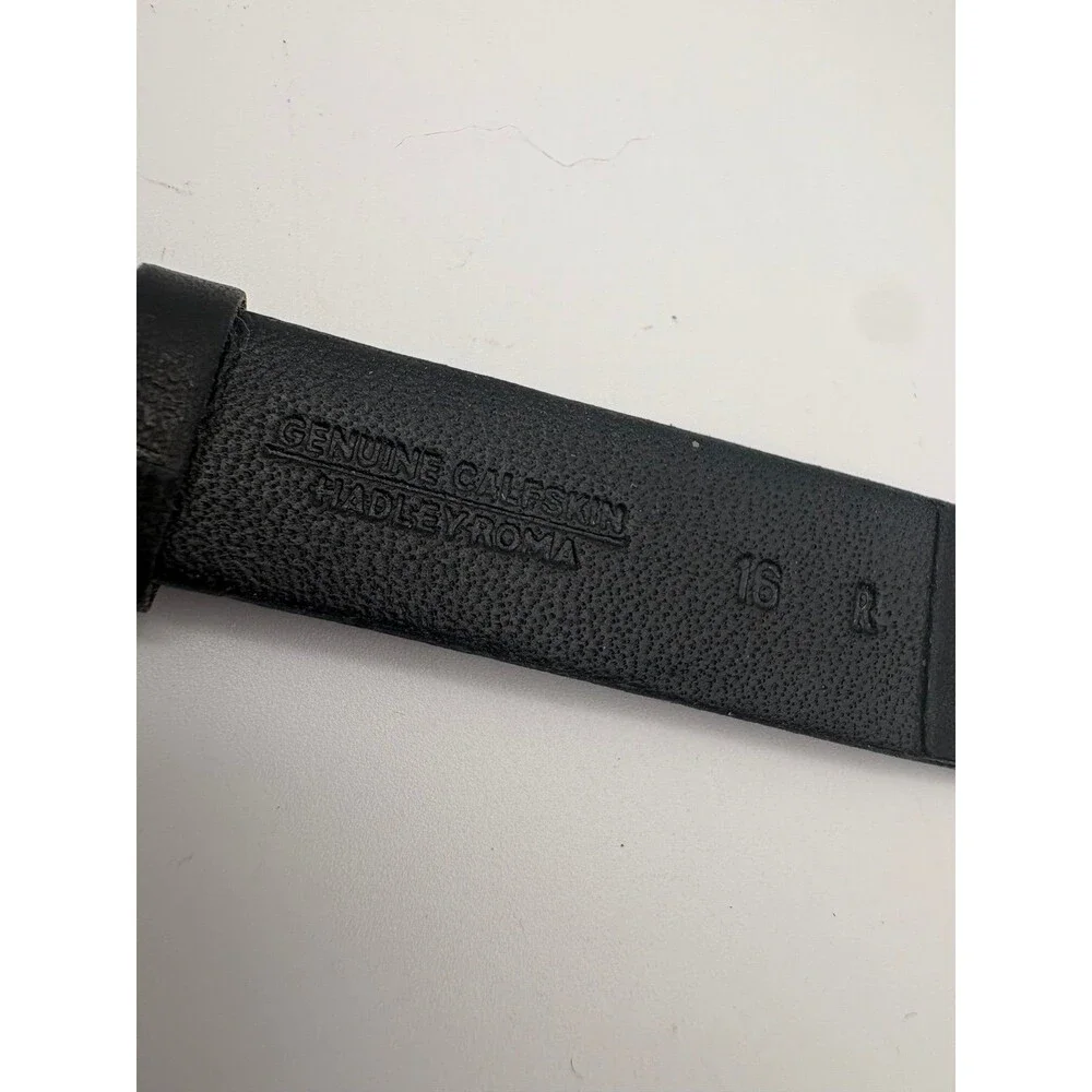 Hadley-Roma Genuine Calfskin Watch Strap 16mm Black Gold Tone Buckle